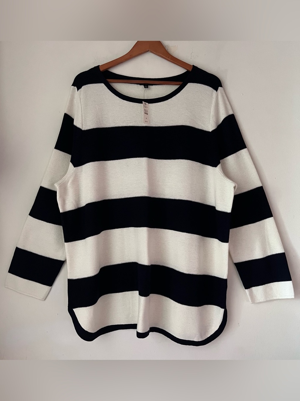 NWT Talbots Woman Striped Crewneck Knit Sweater Curved Hem Plus 3X Nautical